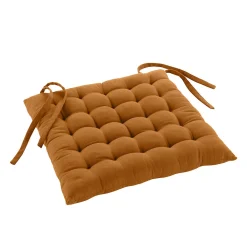 Assise matelassée en coton et polyester recyclé (38x38 cm - Marron Clair)
