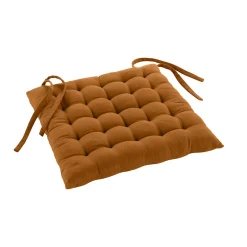 Assise matelassée en coton et polyester recyclé (38x38 cm - Marron Clair)