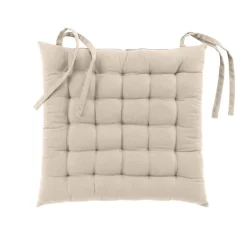 Assise matelassée en coton et polyester recyclé (38x38 cm - Lin)