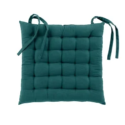 Assise matelassée en coton et polyester recyclé (38x38 cm - Bleu Canard)