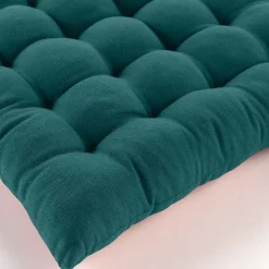 Assise matelassée en coton et polyester recyclé (38x38 cm - Bleu Canard)