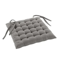 Assise matelassée en coton et polyester recyclé (38x38 cm - Gris)