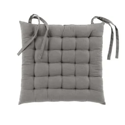 Assise matelassée en coton et polyester recyclé (38x38 cm - Gris)