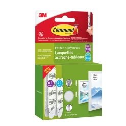 Assortiment languette adhésive accroche-tableaux petites/moyennes 3M Command max 2/5kg
