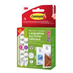 Assortiment languette adhésive accroche-tableaux moyennes/grandes 3M Command max 5/7kg