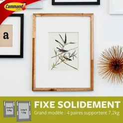 Assortiment languette adhésive accroche-tableaux moyennes/grandes 3M Command max 5/7kg
