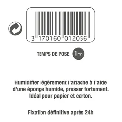 Attache papier gommée ø40 mm blanc, lot de 3