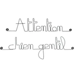 Attention chien gentil - Sculpture fil de fer 40-50 cm - Bijoux de mur
