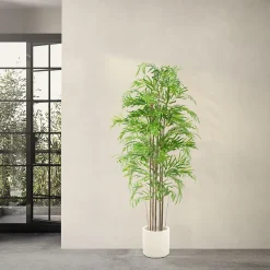 Bambou artificiel 180 cm, Plante artificielle grande avec tige en bois véritable