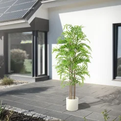 Bambou artificiel 180 cm, Plante artificielle grande avec tige en bois véritable