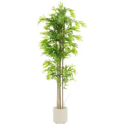 Bambou artificiel 210 cm, Plante artificielle grande avec tige en bois véritable