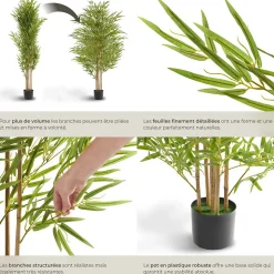 Bambou artificiel à l'aspect naturel très volumineux hauteur 180cm