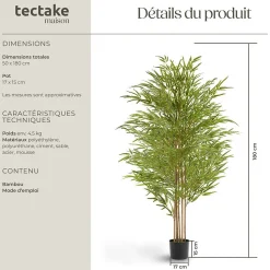 Bambou artificiel à l'aspect naturel très volumineux hauteur 180cm