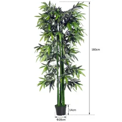 Bambou artificiel XXL 1,80H m 1105 feuilles denses réalistes pot inclus noir vert