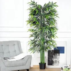Bambou artificiel XXL 1,80H m 1105 feuilles denses réalistes pot inclus noir vert