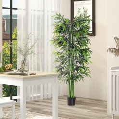 Bambou artificiel XXL 1,80H m 1105 feuilles denses réalistes pot inclus noir vert