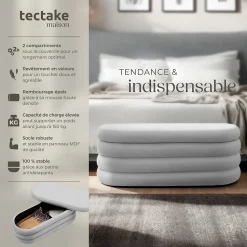 Banc rembourré 2 grands compartiments de rangement en velours ou bouclé