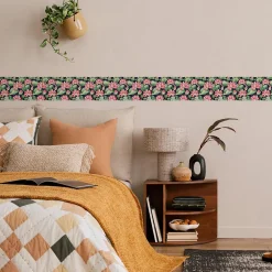 Bande Décorative auto-adhésif LOTUS Fleurs Feuilles Pour Salon 10cm x 300cm