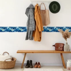 Bande Décorative auto-adhésif VAGUES Mer Océan Motif Pour Chambre 10cm x 300cm