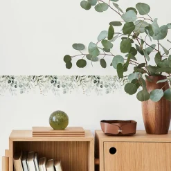 Bande Décorative auto-adhésif Pour Salon FEUILLES d'Eucalyptus Nature 10cm x 300cm