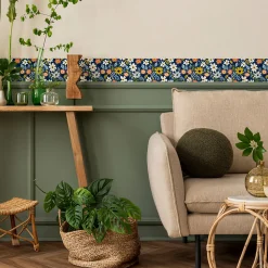 Bande Décorative auto-adhésif FLEURS Colorées Plantes Pour Chambre 10cm x 300cm