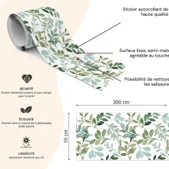 Bande Décorative auto-adhésif Feuilles De Fougère Pour Salon 10cm x 300cm