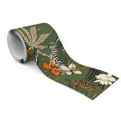 Bande Décorative auto-adhésif Pour Salon FLEURS Feuilles Zèbres 10cm x 300cm