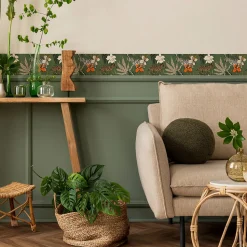 Bande Décorative auto-adhésif Pour Salon FLEURS Feuilles Zèbres 10cm x 300cm