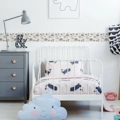 Bande Décorative auto-adhésif Palmiers Éléphants Boho Pour Chambre Enfants 10cm x 300cm