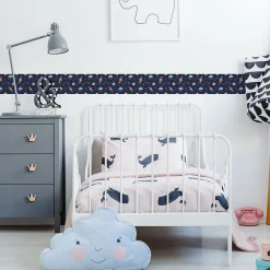 Bande Décorative auto-adhésif Pour Chambre Enfants COSMOS Fusées Spatiales 10cm x 300cm