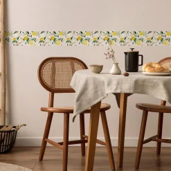 Bande Décorative auto-adhésif CITRONES Fleurs Feuilles Pour Chambre 10cm x 300cm