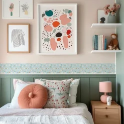 Bande Décorative auto-adhésif ARC-EN-CIEL Marguerites Pour Chambre Enfants 10cm x 300cm