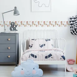 Bande Décorative auto-adhésif Pour Chambre Enfants BALLONS Nuages Renards 10cm x 300cm
