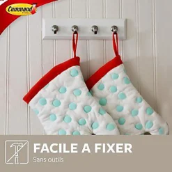 Barrette porte-clé Command 4 crochets blanc nacré