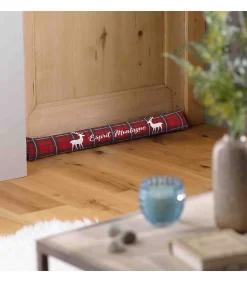 Bas de porte HEIDI 80 x 10 cm - Coton imprimé & chambray uni - 80x10cm - Rouge