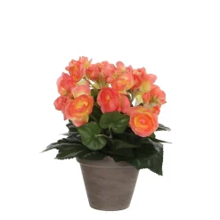 Begonia saumon artificiel ø25 x h.30 cm en pot Stan gris ø11,5 cm