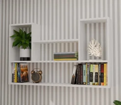 Bibliothèque à suspendre - Etagère murale - 100x60x16 cm - Rangement mural salon-LULU