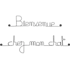 Bienvenue chez mon chat - Sculpture fil de fer 50-60 cm - Bijoux de mur