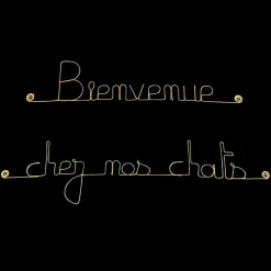Bienvenue chez nos chats - Sculpture fil de fer 50-60 cm - Bijoux de mur