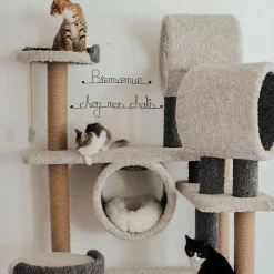 Bienvenue chez nos chats - Sculpture fil de fer 50-60 cm - Bijoux de mur