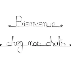 Bienvenue chez nos chats - Sculpture fil de fer 50-60 cm - Bijoux de mur
