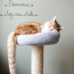 Bienvenue chez nos chats - Sculpture fil de fer 50-60 cm - Bijoux de mur