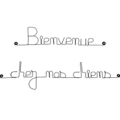 Bienvenue chez nos chiens - Sculpture fil de fer 50-60 cm - Bijoux de mur