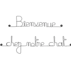 Bienvenue chez notre chat - Sculpture fil de fer 50-60 cm - Bijoux de mur