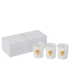 Boite de 3 bougies senteur en paraffine blanc 21.5x9.5x7 cm