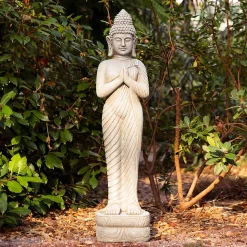 Bouddha déco extérieur Sakin H.100cm magnésie gris - Atmosphera