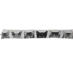 Boudin de porte imprimé chats - 90 x 15 cm - Noir et blanc