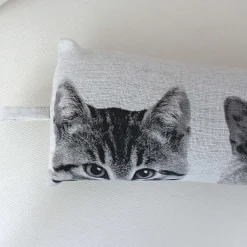 Boudin de porte imprimé chats - 90 x 15 cm - Noir et blanc