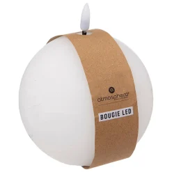 Bougie boule à led Molia D12cm blanc - Atmosphera
