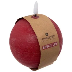 Bougie boule LED Molia D.10cm rouge - Atmosphera